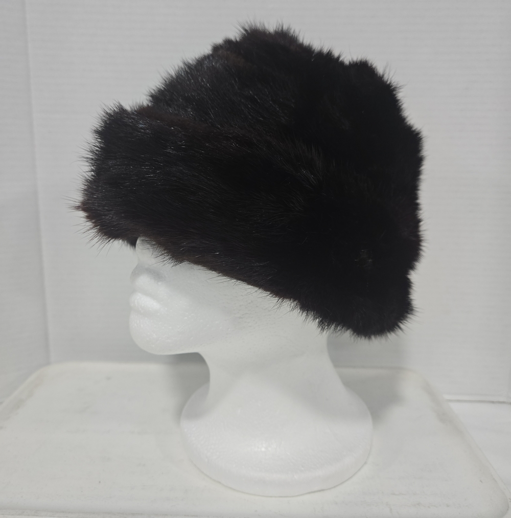 Vintage 1960s Genuine Mink Fur Pillbox Hat Glam Mobwife Luxury Retro